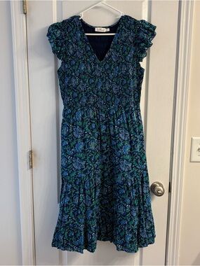 Vineyard Vibes Blue & Green Midi Dress sz L